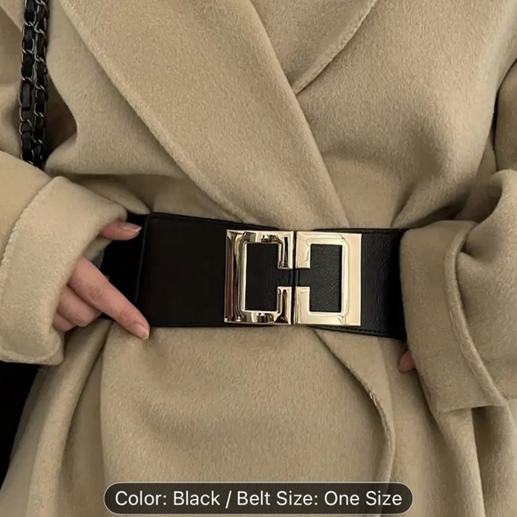 Handmade Accessories - Elegant Black Belt with Gold Buckle